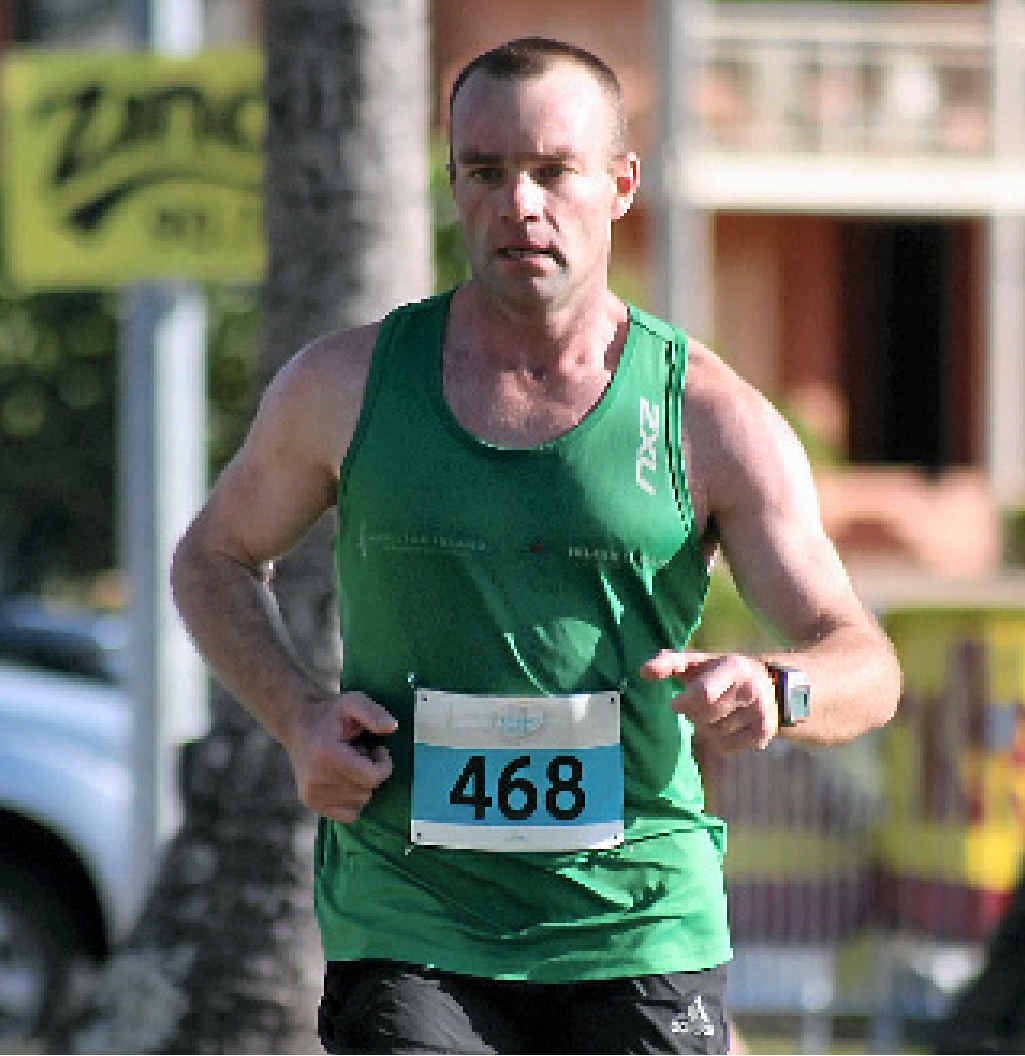 TRIUMPHANT: Mackay’s Graeme Railton claimed the Cruise Whitsundays Airlie Beach Running Festival’s half marathon on Sunday morning, finishing in a time of 1.25.02. The win was Railton’s first running success.
