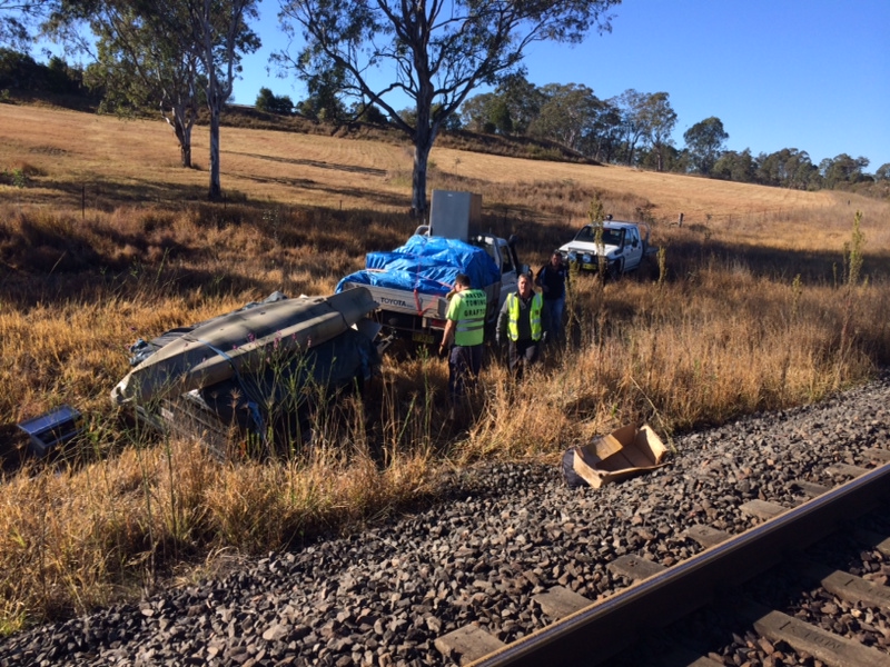 Police recover the stolen Land Cruiser near rail lines on Lilypool Rd at South Grafton Police recover the stolen Land Cruiser near rail lines on Lilypool Rd at South Grafton