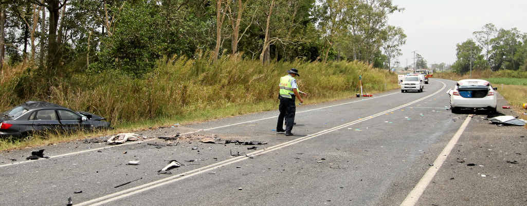 The scene of the Bruce Hwy crash near Pindi Pindi. The scene of the Bruce Hwy crash near Pindi Pindi.