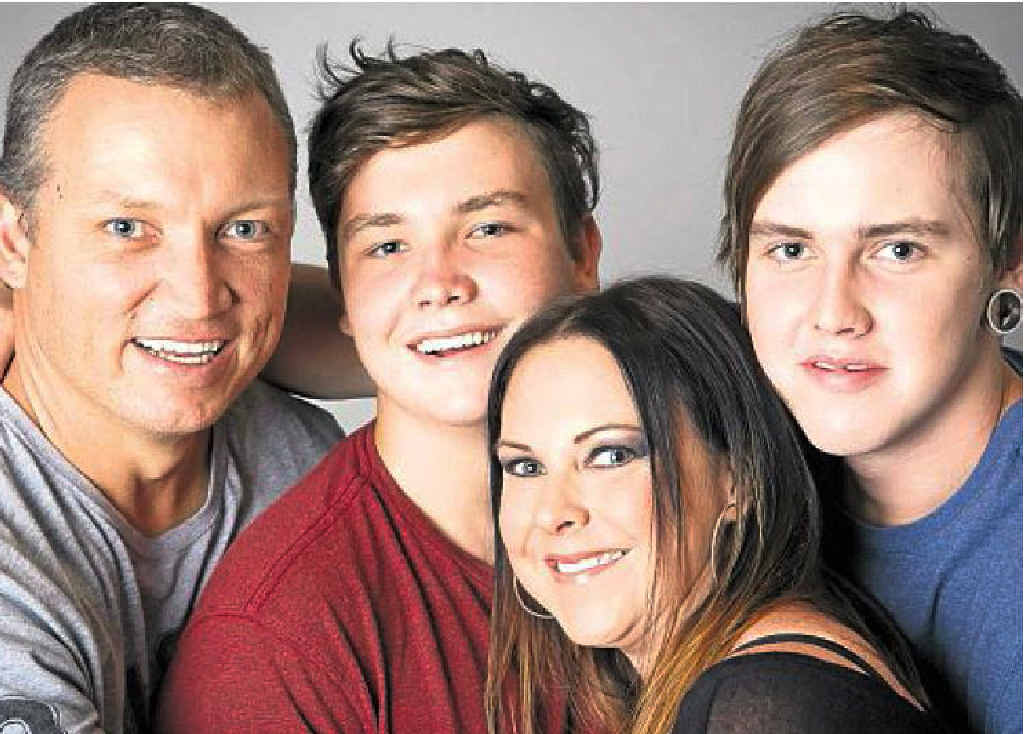 LIFE CUT SHORT: Jukes Campbell with husband, Jonathon, and sons Joe, 16, (left) and Jackson, 19. LIFE CUT SHORT: Jukes Campbell with husband, Jonathon, and sons Joe, 16, (left) and Jackson, 19.