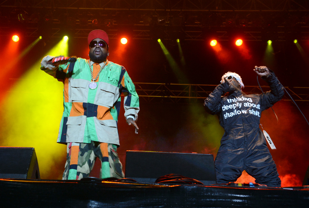 Big Boi and Andre 300 of Outkast perform at Splendour in the Grass. Big Boi and Andre 300 of Outkast perform at Splendour in the Grass.