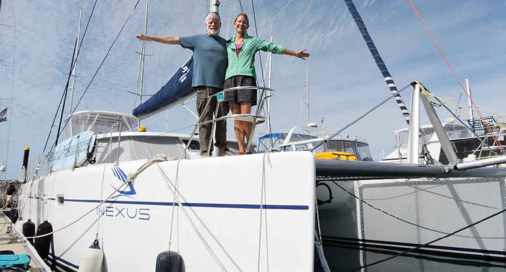 AHOY MACKAY: Captain Russ Owen and his wife Laurie on their catamaran S/V Nexus which stopped in Mackay. AHOY MACKAY: Captain Russ Owen and his wife Laurie on their catamaran S/V Nexus which stopped in Mackay.