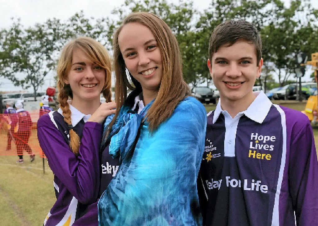 Danae Lowe, Casey Keogh and Steven Cirson from Gladstone State High did laps together at Relay For Life. Danae Lowe, Casey Keogh and Steven Cirson from Gladstone State High did laps together at Relay For Life.