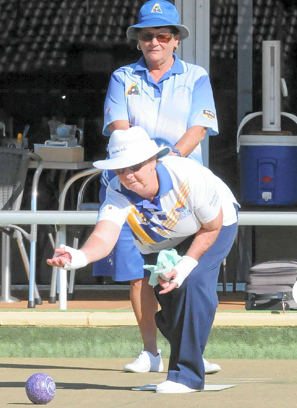 Dot Eggins from Ballina RSL Bowling Club with Ann Brown from Ballina Cherry Street Bowling Club competing in the Ladies Club Championships singles bowls event at Alstonville Bowling Club last Friday. Dot Eggins from Ballina RSL Bowling Club with Ann Brown from Ballina Cherry Street Bowling Club competing in the Ladies Club Championships singles bowls event at Alstonville Bowling Club last Friday.