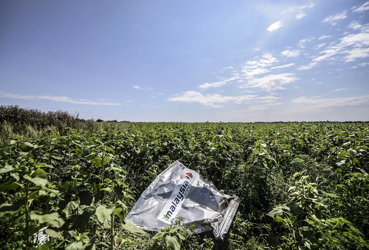A piece of wreckage from Malaysian Airlines flight MH17 in a field in Ukraine. A piece of wreckage from Malaysian Airlines flight MH17 in a field in Ukraine.