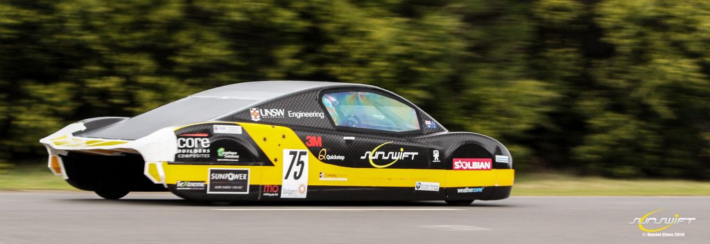The eVe electric car in action. The eVe electric car in action.