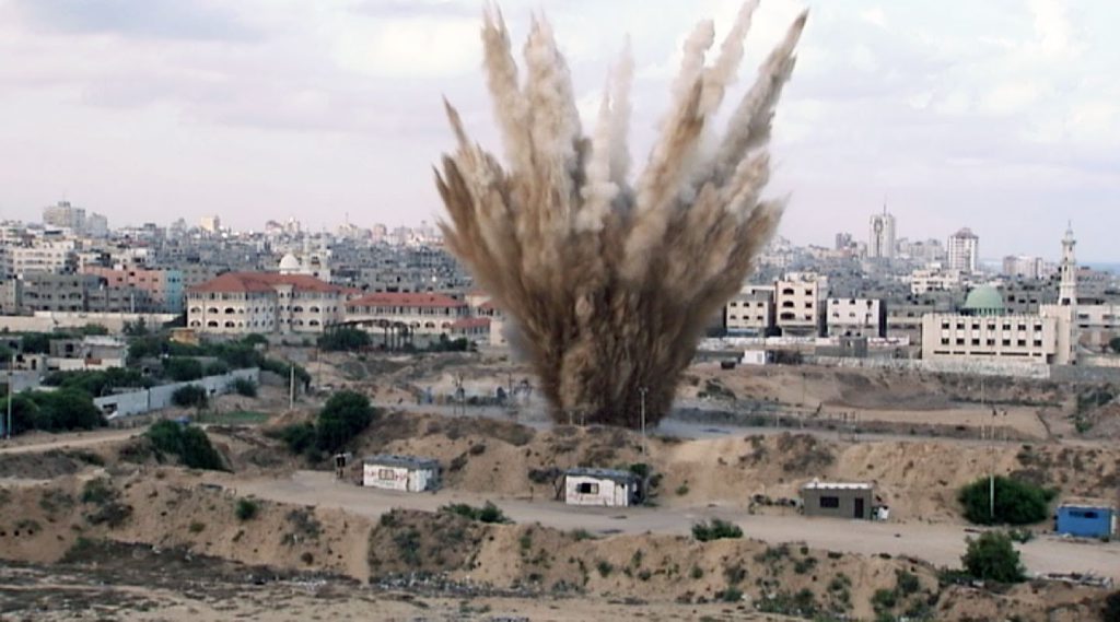 GAZA ROCKED: An Israeli missile explodes during the height of the conflict. Photo: Aaron Hollett - ABC News GAZA ROCKED: An Israeli missile explodes during the height of the conflict. Photo: Aaron Hollett - ABC News