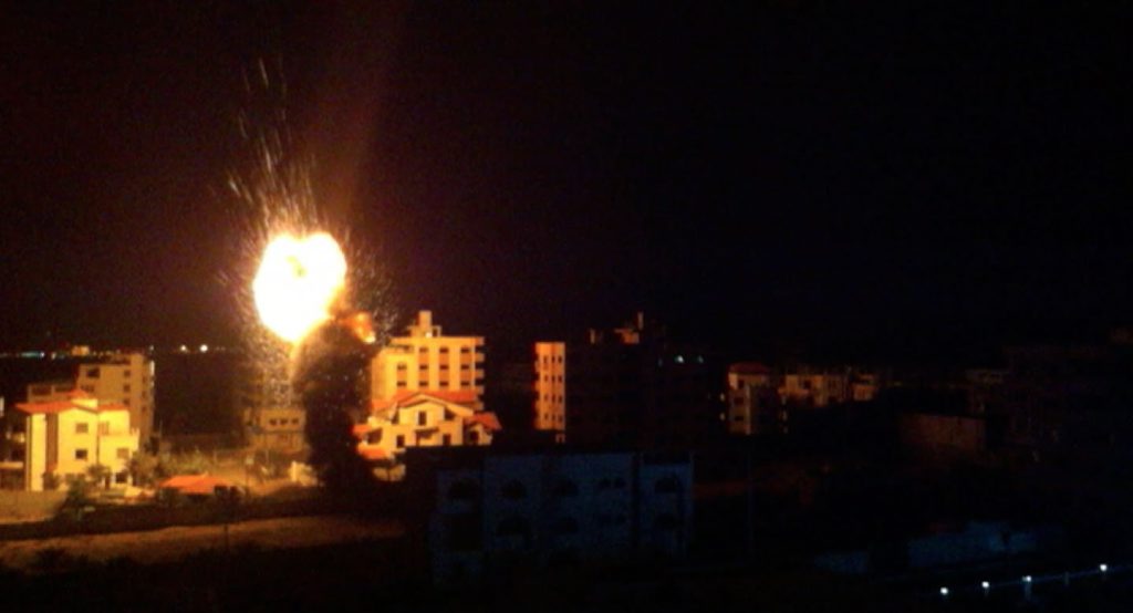 FIGHT: Gaza takes a pounding during an evening of Israeli strikes. Photo: Aaron Hollett - ABC News. FIGHT: Gaza takes a pounding during an evening of Israeli strikes. Photo: Aaron Hollett - ABC News.