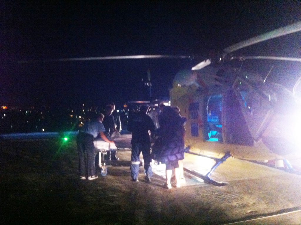 The Sunshine Coast RACQ CareFlight Rescue helicopter crew flew a teenage boy, who injured his eye after running into a barbed wire fence in Maryborough, to hospital accompanied by his mum. Photo RACQ CareFlight Rescue The Sunshine Coast RACQ CareFlight Rescue helicopter crew flew a teenage boy, who injured his eye after running into a barbed wire fence in Maryborough, to hospital accompanied by his mum. Photo RACQ CareFlight Rescue