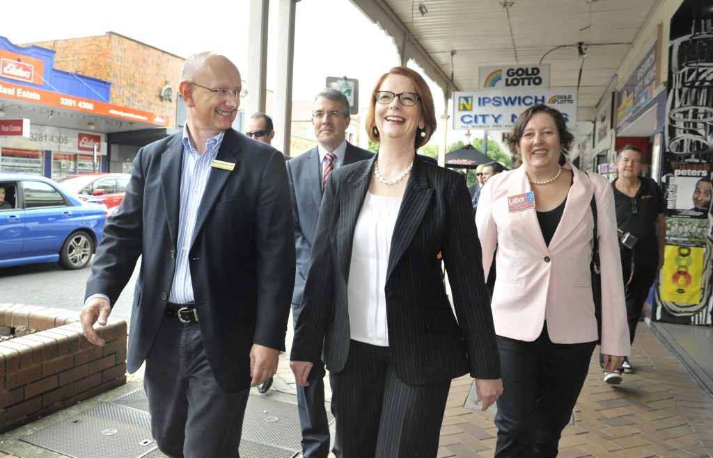 FLASHBACK: Then-prime minister Julia Gillard visited Ipswich in 2013 to announce funding to fight flooding in the region. FLASHBACK: Then-prime minister Julia Gillard visited Ipswich in 2013 to announce funding to fight flooding in the region.