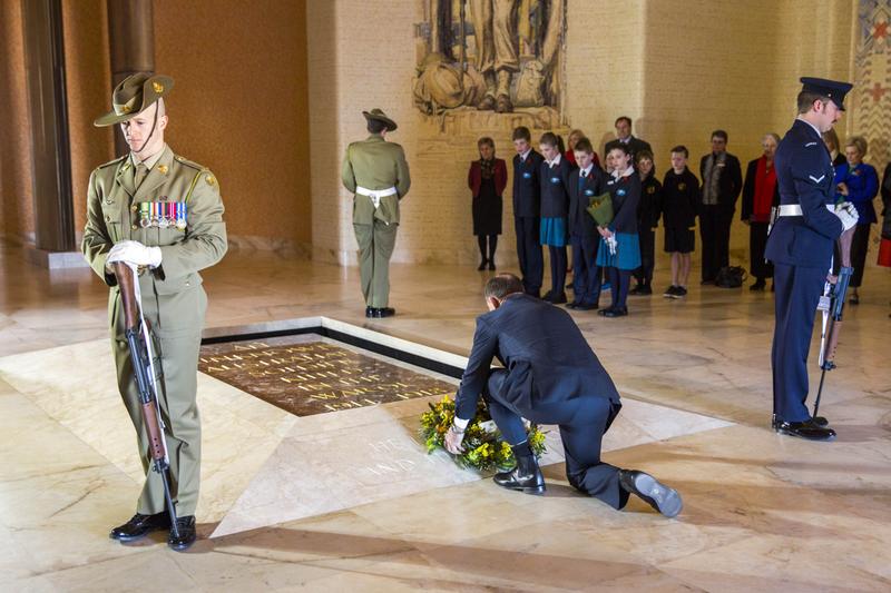 Australia's Prime Minister Tony Abbott (C) lays a wreath during a ceremony to mark the 100th anniversary of the start of WW1 at the Australian War Memorial in Canberra on August 4, 2014. Australia and New Zealand marked the 100th anniversary of the outbreak of World War I on August 4, with Prime Ministers Tony Abbott and John Key calling it a conflict that shaped their nations. Australia's Prime Minister Tony Abbott (C) lays a wreath during a ceremony to mark the 100th anniversary of the start of WW1 at the Australian War Memorial in Canberra on August 4, 2014. Australia and New Zealand marked the 100th anniversary of the outbreak of World War I on August 4, with Prime Ministers Tony Abbott and John Key calling it a conflict that shaped their nations.