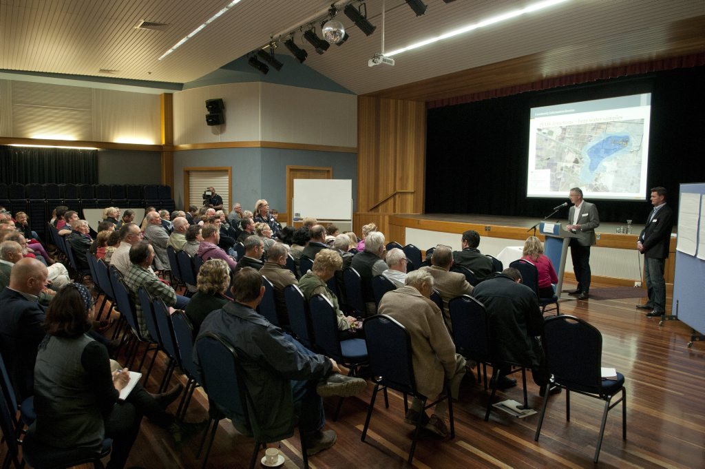 Concerned Oakey residents attend a public information session last week to learn how badly contaminated the town's bore water supply has become. Concerned Oakey residents attend a public information session last week to learn how badly contaminated the town's bore water supply has become.