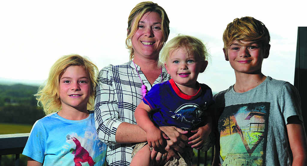 HANDS FULL: Meg Nagle with her three sons. HANDS FULL: Meg Nagle with her three sons.