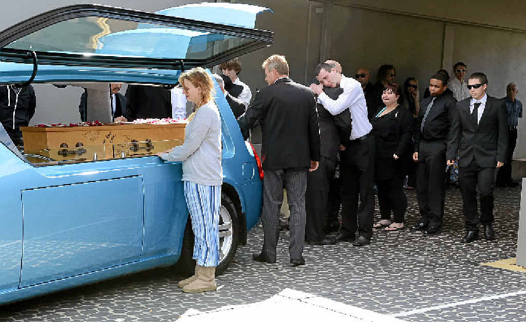 ABOVE AND RIGHT: Family and friends farewell Luke Joslin at his funeral held at the Parkview Funeral Home in Goonellabah. Luke died when the car he was driving home from the Booyong Meatworks on Cowlong Rd hit a tree at Maclean’s Ridges last month. ABOVE AND RIGHT: Family and friends farewell Luke Joslin at his funeral held at the Parkview Funeral Home in Goonellabah. Luke died when the car he was driving home from the Booyong Meatworks on Cowlong Rd hit a tree at Maclean’s Ridges last month.