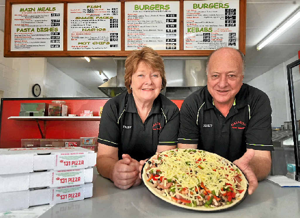 RIGHT BLEND: Galleon Pizza and Takeaway owners Mort and Trish Jack, serving up one of Gladstone’s favourite pizzas. RIGHT BLEND: Galleon Pizza and Takeaway owners Mort and Trish Jack, serving up one of Gladstone’s favourite pizzas.