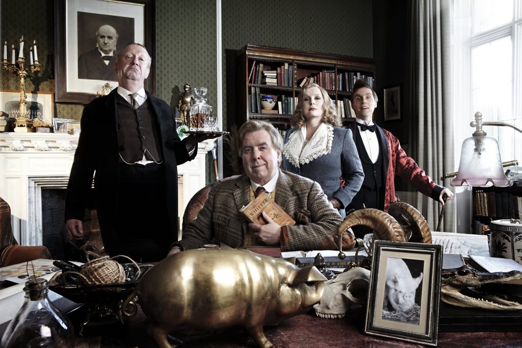 Mark Williams, Timothy Spall, Jennifer Saunders and Jack Farthing in Blandings. Mark Williams, Timothy Spall, Jennifer Saunders and Jack Farthing in Blandings.