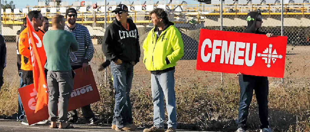 CFMEU strike action at the GLNG and QCLNG wharves. CFMEU strike action at the GLNG and QCLNG wharves.
