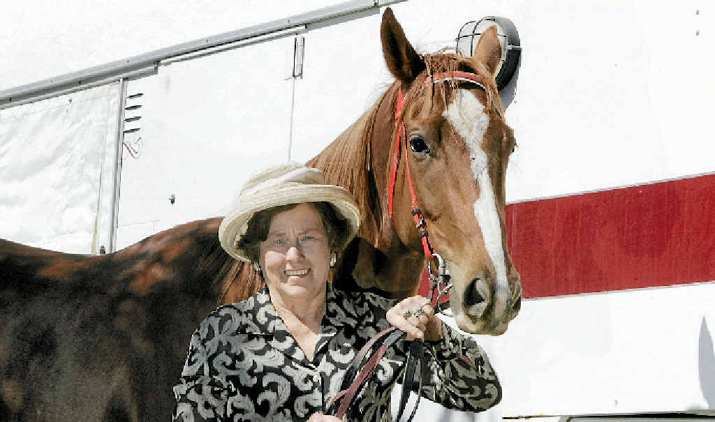 WINNING HOPES: Kathy Mylne with Bagabob, who she would love to see win the Wayne Wilson Memorial race at today’s Gladstone races. WINNING HOPES: Kathy Mylne with Bagabob, who she would love to see win the Wayne Wilson Memorial race at today’s Gladstone races.