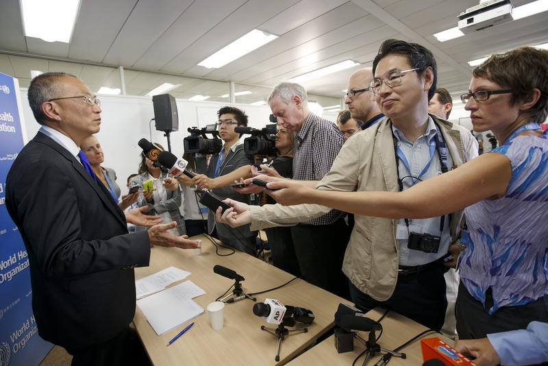Japanese Keiji Fukuda (L), Assistant Director General and interim Health Security and Environment of the WHO, informs the media after an emergency meeting about the Ebola outbreak, at the WHO headquarters in Geneva, Switzerland, 08 August 2014. The Ebola outbreak in West Africa constitutes an Public Health Emergency of International Concern, the World Health Organization says. Japanese Keiji Fukuda (L), Assistant Director General and interim Health Security and Environment of the WHO, informs the media after an emergency meeting about the Ebola outbreak, at the WHO headquarters in Geneva, Switzerland, 08 August 2014. The Ebola outbreak in West Africa constitutes an Public Health Emergency of International Concern, the World Health Organization says.