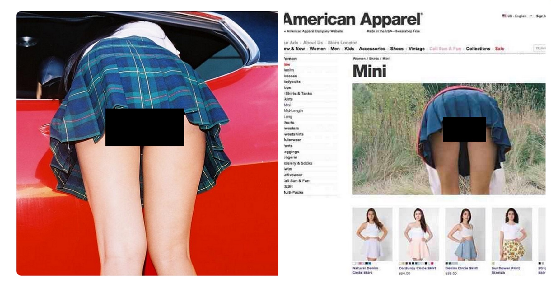 A censored image from American Apparel's 'Back To School' campaign A censored image from American Apparel's 'Back To School' campaign