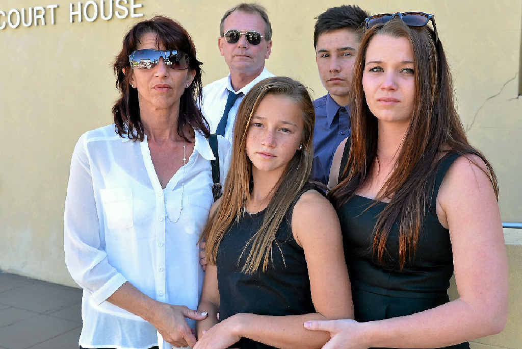 SEARCH FOR ANSWERS: The Garrels family (from left) Lee, Michael, Georgia, Lachlan and Gemma outside Mackay Courthouse want answers about the death of their son and brother Jason Garrels (inset). SEARCH FOR ANSWERS: The Garrels family (from left) Lee, Michael, Georgia, Lachlan and Gemma outside Mackay Courthouse want answers about the death of their son and brother Jason Garrels (inset).
