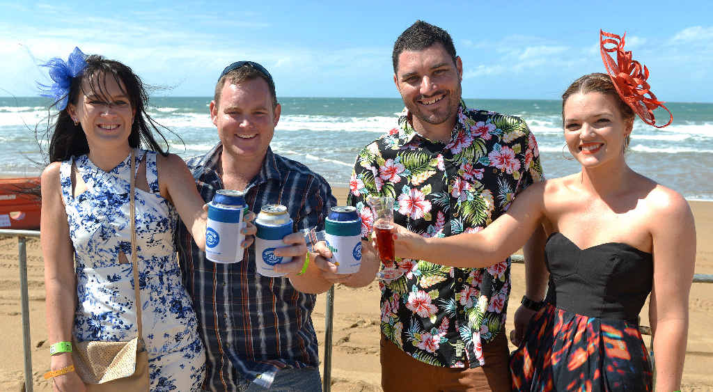 Sarah Casey (left), Matt Spillman, Leigh Bain and Allana Connolly toast the success of a day of sun, sand and racing. Sarah Casey (left), Matt Spillman, Leigh Bain and Allana Connolly toast the success of a day of sun, sand and racing.