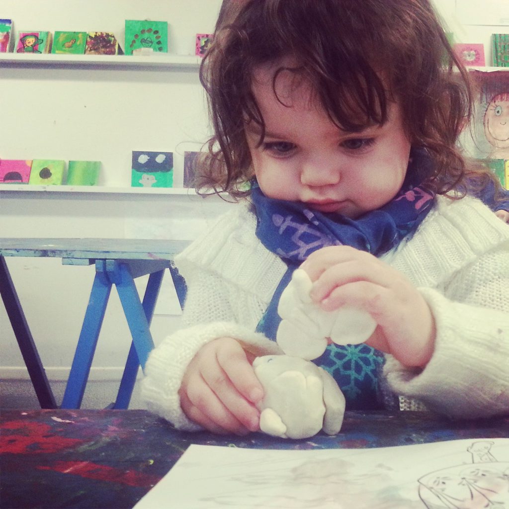 Getting creative with play dough.