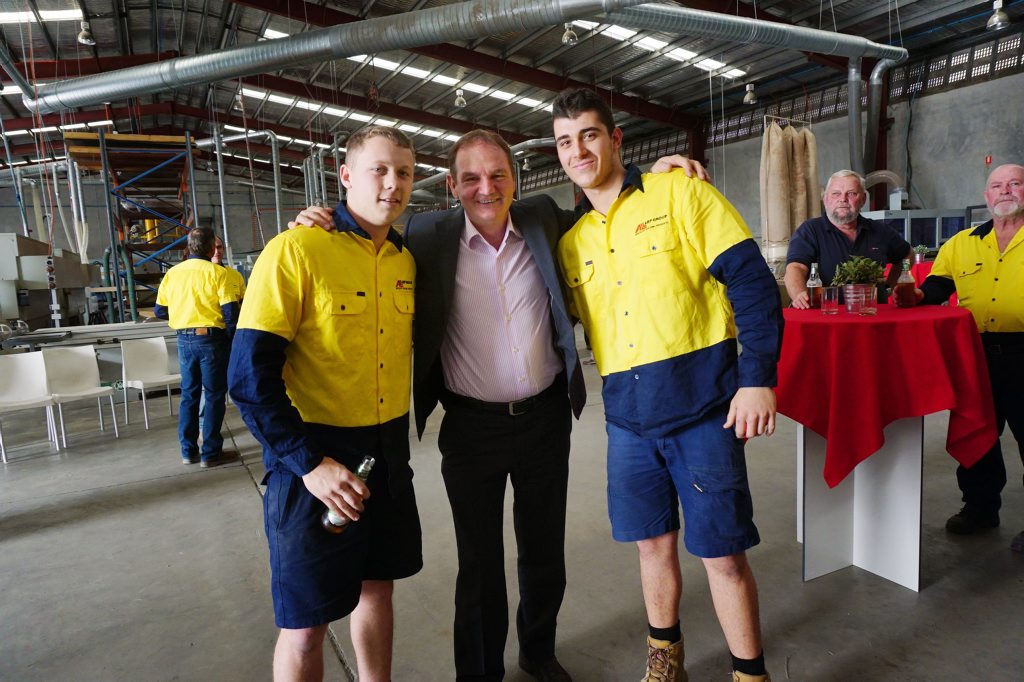 CELEBRATION TIME: Inside ABP Group’s new premises (from left) Hayden Richardson, Mayor Paul Pisasale and Daniel Zappacosta. CELEBRATION TIME: Inside ABP Group’s new premises (from left) Hayden Richardson, Mayor Paul Pisasale and Daniel Zappacosta.