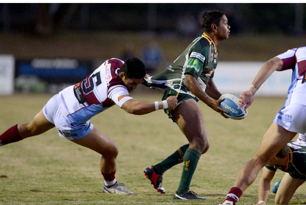 ON THE BALL: Ipswich Jets back Brendon Marshall scored two tries in his team’s latest match against Papua New Guinea. ON THE BALL: Ipswich Jets back Brendon Marshall scored two tries in his team’s latest match against Papua New Guinea.