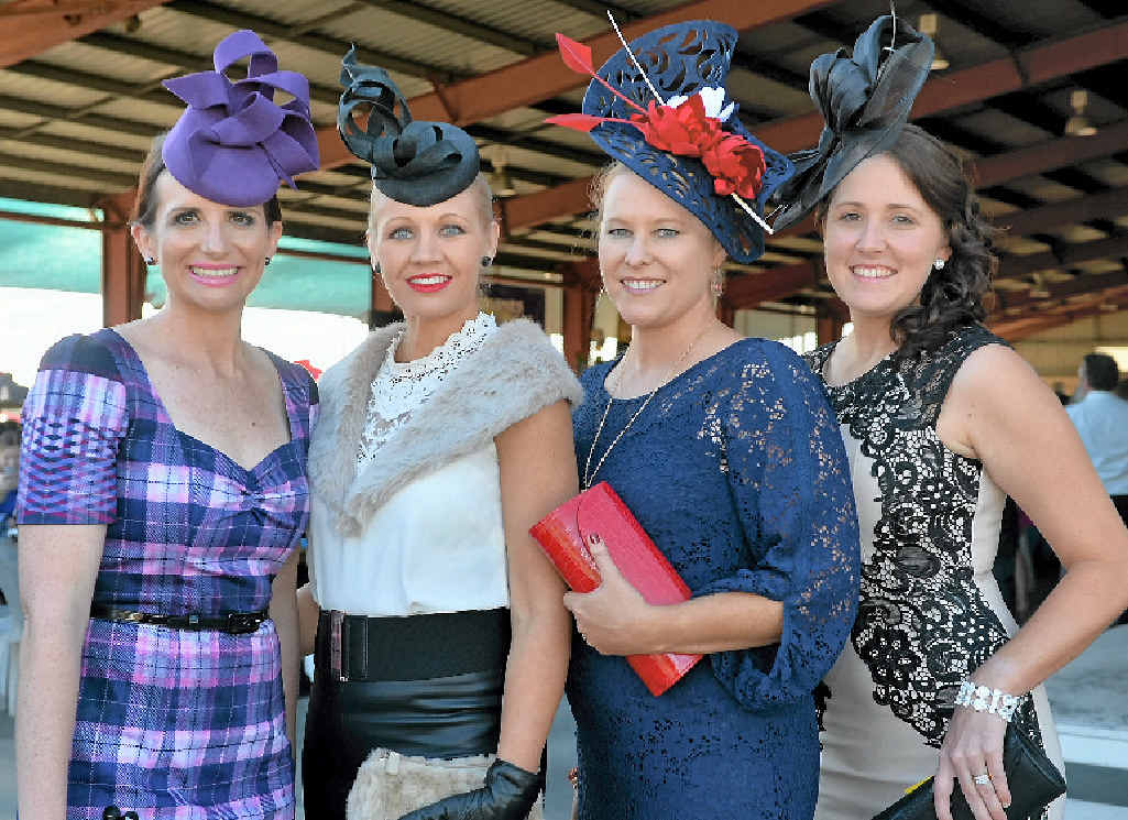 ALL DRESSED UP: The winners of Fashions on the Field at Gladstone Cup love the opportunity to get dolled up, (left) Liz Whitehead, Melanie Dyball, Michelle O’Sullivan, Sam Steinhardt. ALL DRESSED UP: The winners of Fashions on the Field at Gladstone Cup love the opportunity to get dolled up, (left) Liz Whitehead, Melanie Dyball, Michelle O’Sullivan, Sam Steinhardt.