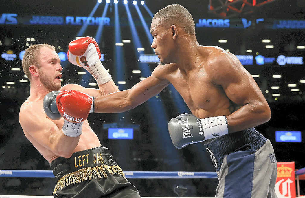 Daniel Jacobs (right) lands a right hand to the head of Jarrod Fletcher at the Barclays Center in New York. Daniel Jacobs (right) lands a right hand to the head of Jarrod Fletcher at the Barclays Center in New York.