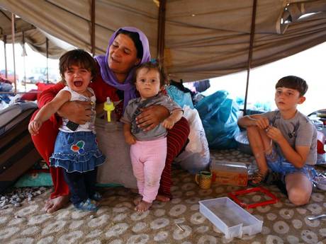 A refugee Yazidi family A refugee Yazidi family