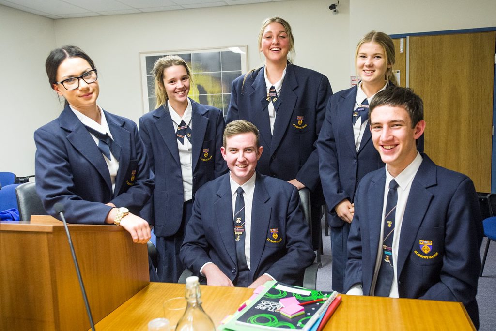 The St Joseph's team have been excelling during the Secondary Schools Moot Court Competition (back from left) Alex Edwards, Rebecca Smith and Rachel Stower and finalists (front from left) Stephanie McCormack, Ryan McCullough and Keanan Benton. The St Joseph's team have been excelling during the Secondary Schools Moot Court Competition (back from left) Alex Edwards, Rebecca Smith and Rachel Stower and finalists (front from left) Stephanie McCormack, Ryan McCullough and Keanan Benton.