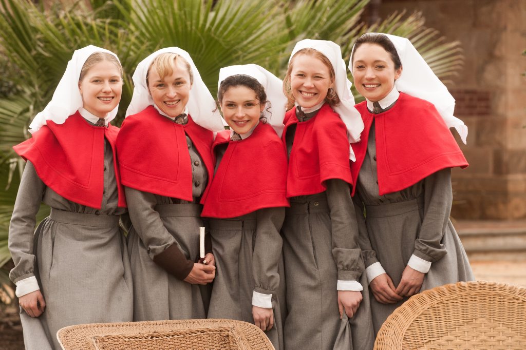 Laura Brent, Caroline Craig, Georgia Flood, Anna McGahan and Antonia Prebble in Anzac Girls. Photo by Matt Nettheim Laura Brent, Caroline Craig, Georgia Flood, Anna McGahan and Antonia Prebble in Anzac Girls. Photo by Matt Nettheim