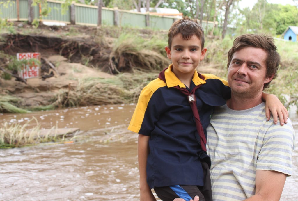 HEROES: Jaykin Goodsall and his big brother Scott Smith put on a brave face after saving two lives following Thursday's flood. Scott dived into Middle Creek to save a man after he was swept off a bridge in Kabra. HEROES: Jaykin Goodsall and his big brother Scott Smith put on a brave face after saving two lives following Thursday's flood. Scott dived into Middle Creek to save a man after he was swept off a bridge in Kabra.