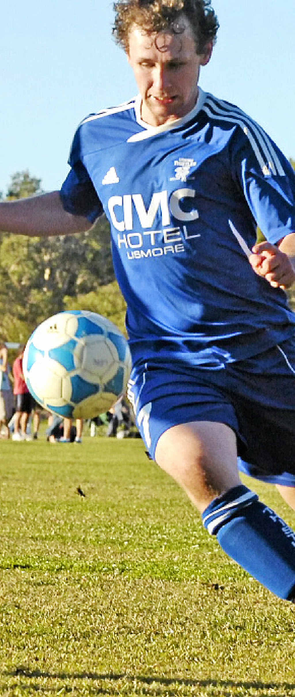 SUPERB GOAL: Lismore Thistles’ Matt Armstrong. SUPERB GOAL: Lismore Thistles’ Matt Armstrong.