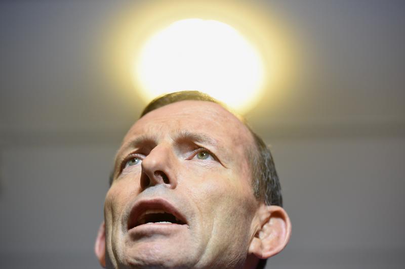 Prime Minister Tony Abbott speaks to the media during a visit to the Headquarters of Joint Operations Command near Canberra, Friday, Aug. 15, 2014. Prime Minister Tony Abbott speaks to the media during a visit to the Headquarters of Joint Operations Command near Canberra, Friday, Aug. 15, 2014.