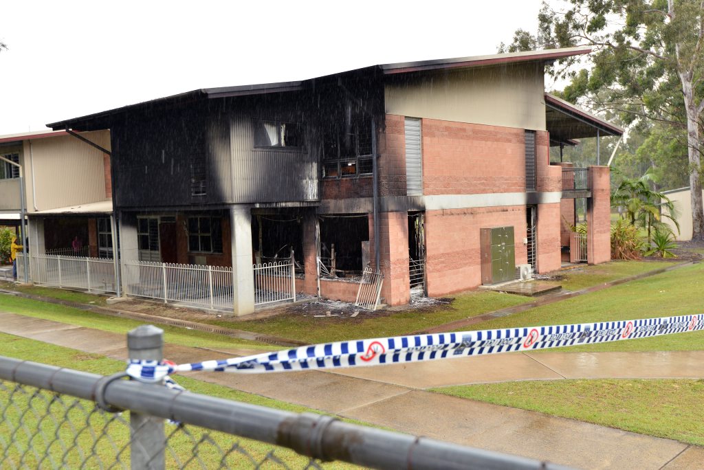 Bli Bli State School, prep, year one, year two, was gutted by fire last night. Families look on the senseless loss of school resources. Photo Patrick Woods / Sunshine Coast Daily Bli Bli State School, prep, year one, year two, was gutted by fire last night. Families look on the senseless loss of school resources. Photo Patrick Woods / Sunshine Coast Daily