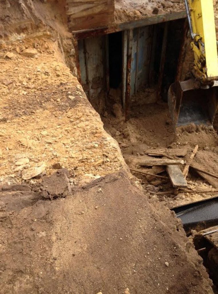 The buried shipping container. The buried shipping container.