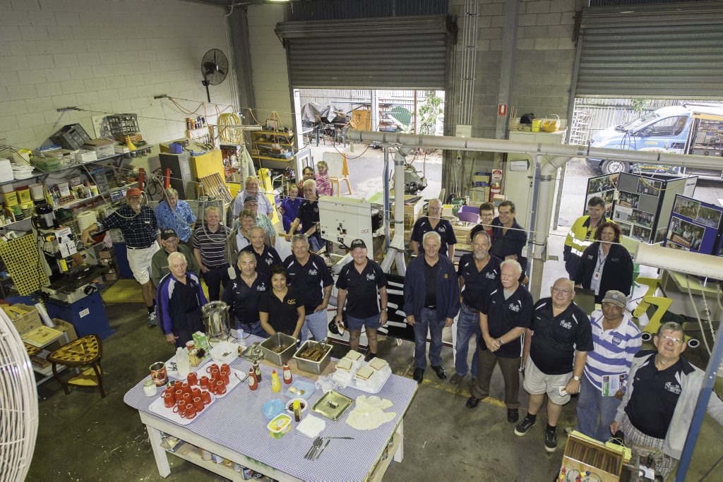 Members of the Gladstone Men's Shed gathered with their supporters and the community during their open day on Saturday. Members of the Gladstone Men's Shed gathered with their supporters and the community during their open day on Saturday.