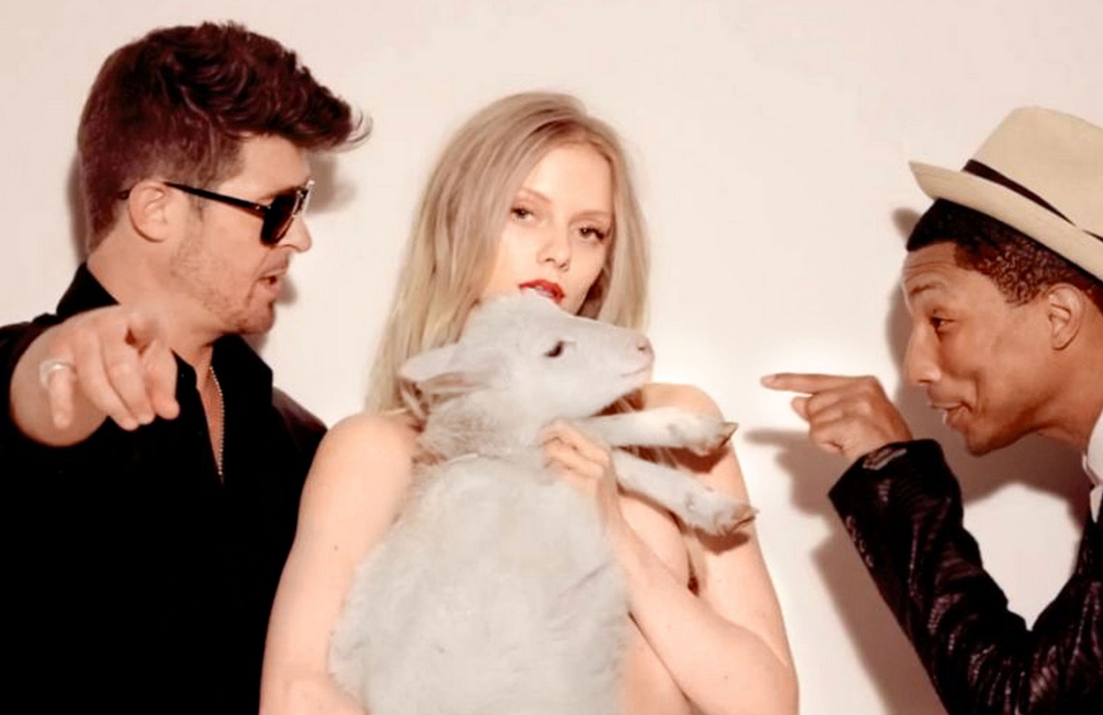 A still from the Robin Thicke film clip Blurred Lines, which became notorious for its nudity and sexual themes A still from the Robin Thicke film clip Blurred Lines, which became notorious for its nudity and sexual themes