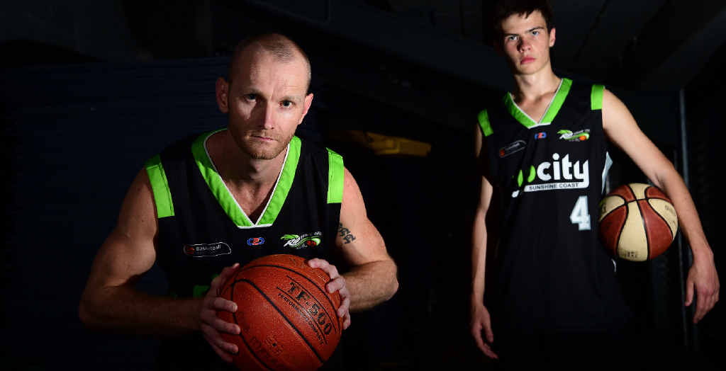 YOUTH AND EXPERIENCE: Captain of the Sunshine Coast University men’s basketball team, Ben McGlynn (left) and young gun Hayden McNaughton prepare ahead of the SBL grand final. YOUTH AND EXPERIENCE: Captain of the Sunshine Coast University men’s basketball team, Ben McGlynn (left) and young gun Hayden McNaughton prepare ahead of the SBL grand final.