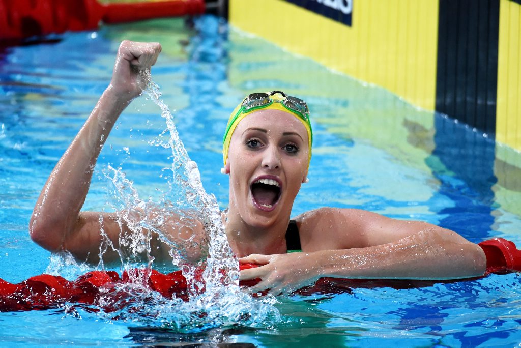 GLASGOW, SCOTLAND - JULY 26: Taylor McKeown of Australia celebrates winning the gold medal after the Women's 200m Breaststroke Final at Tollcross International Swimming Centre during day three of the Glasgow 2014 Commonwealth Games on July 26, 2014 in Glasgow, Scotland. (Photo by Jeff J Mitchell/Getty Images) GLASGOW, SCOTLAND - JULY 26: Taylor McKeown of Australia celebrates winning the gold medal after the Women's 200m Breaststroke Final at Tollcross International Swimming Centre during day three of the Glasgow 2014 Commonwealth Games on July 26, 2014 in Glasgow, Scotland. (Photo by Jeff J Mitchell/Getty Images)