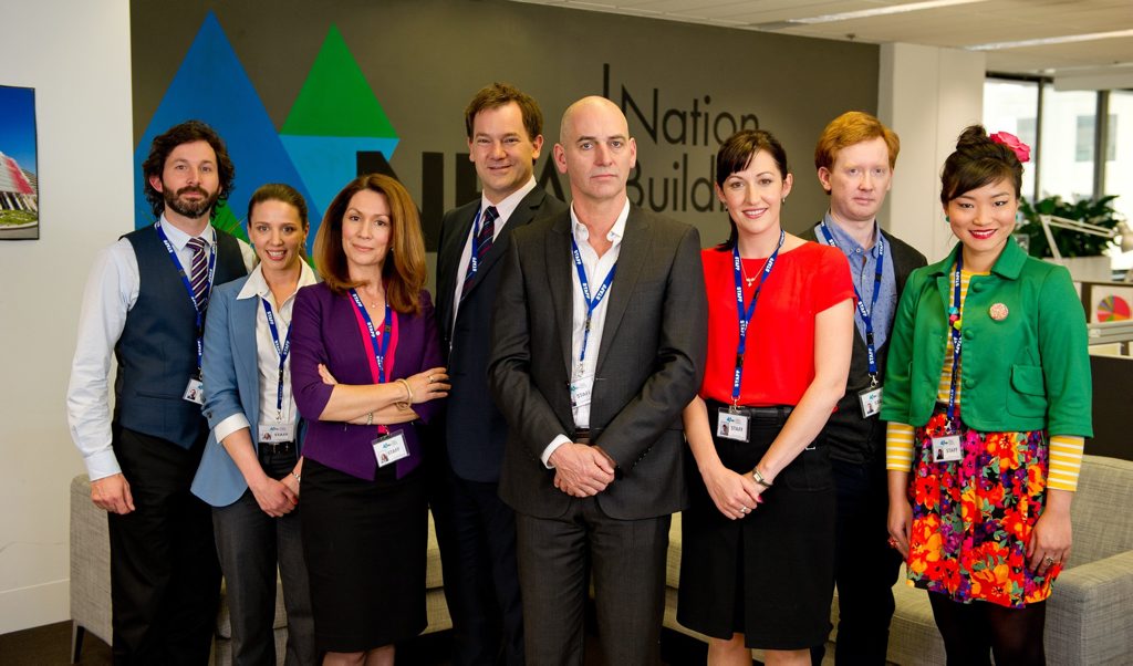 Rob Sitch, front centre, with the cast of ABC-TV comedy Utopia. Photo Hwa Goh Rob Sitch, front centre, with the cast of ABC-TV comedy Utopia. Photo Hwa Goh