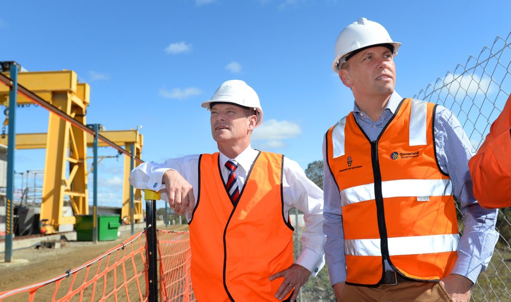 Queensland Premier Campbell Newman (left, pictured here with Transport Minister Scott Emerson) inspects the onsite manufacturing plant at the Yeppen floodplain crossing on the southern approach to Rockhampton on the Bruce Highway. Photo: Chris Ison / The Morning Bulletin Queensland Premier Campbell Newman (left, pictured here with Transport Minister Scott Emerson) inspects the onsite manufacturing plant at the Yeppen floodplain crossing on the southern approach to Rockhampton on the Bruce Highway. Photo: Chris Ison / The Morning Bulletin