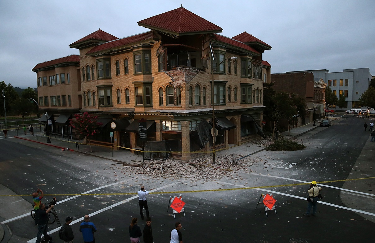 A building destroyed in Napa, California, following the earthquake that left 15,000 without power A building destroyed in Napa, California, following the earthquake that left 15,000 without power