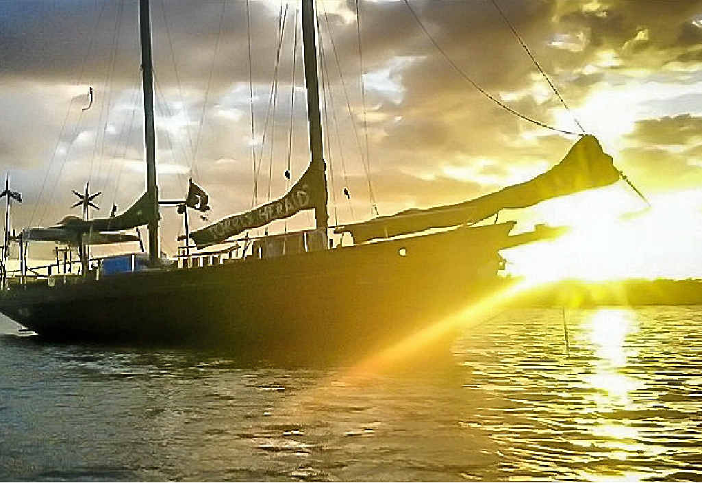 SUNK: The 62-foot Torres Herald sunk in the Calliope River where it was anchored at the weekend. SUNK: The 62-foot Torres Herald sunk in the Calliope River where it was anchored at the weekend.