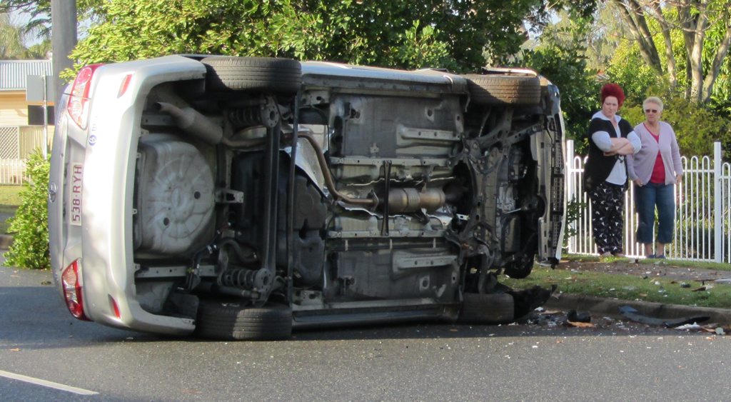 The scene of a single vehicle crash on Ripley Road on Thursday morning. Photo: Peter Chapman / The Queensland Times The scene of a single vehicle crash on Ripley Road on Thursday morning. Photo: Peter Chapman / The Queensland Times