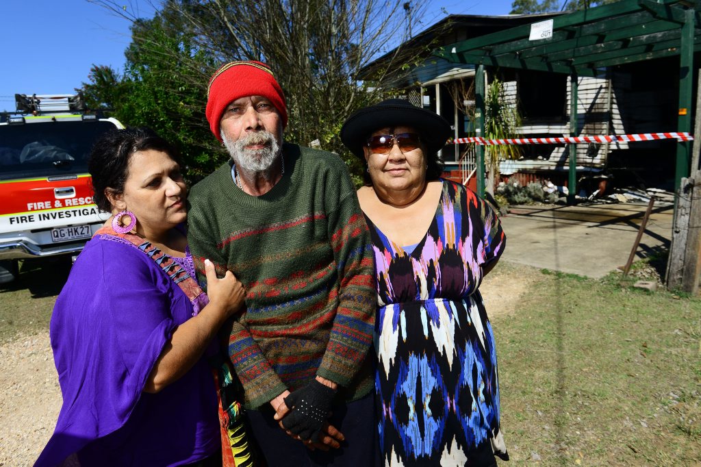 NOT HAPPY: Victim of a house fire at One Mile, Ricky Murphy with his niece Letissa (left) and sister Laverne (right). NOT HAPPY: Victim of a house fire at One Mile, Ricky Murphy with his niece Letissa (left) and sister Laverne (right).