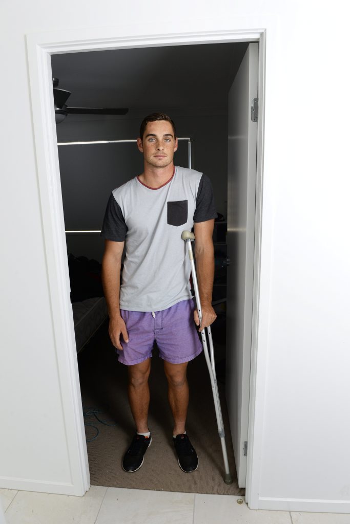 SORE BUT OKAY: Ipswich Jets player Ben White was glad he could still walk after a major fright in his latest match. SORE BUT OKAY: Ipswich Jets player Ben White was glad he could still walk after a major fright in his latest match.